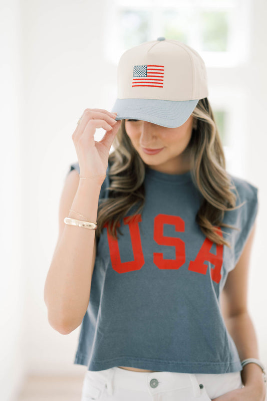 American Flag Canvas Hat