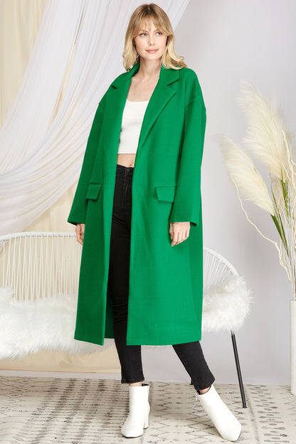 Get lucky with the Lucky Me Coat! This long sleeve, long open front coat is perfect for any occasion. Stay warm and stylish while turning heads. Don't leave it up to luck, grab yours today!