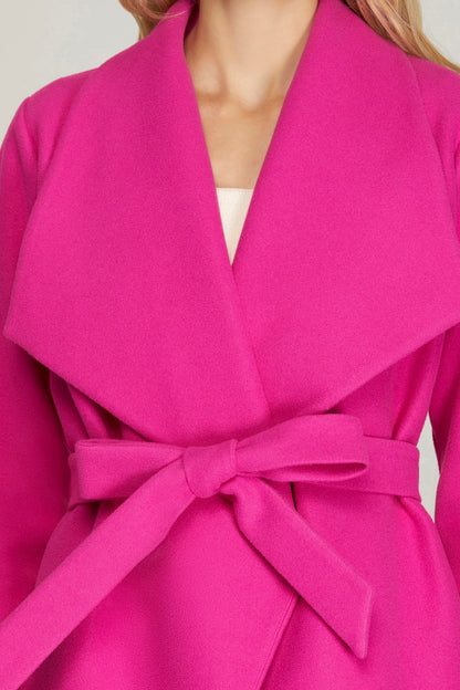 long-sleeved, open-front, wrap coat for date night, or dress it down for a night of chillin' near the fireplace. Tie it up at the front for a fancier look or leave it loose--it's totally up to you! Did we mention it is the most beautiful shade of pink