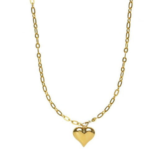 Adjustable Gold Puffy Heart Necklace - Jewelry - Necklaces - Brenda Grands Jewelry