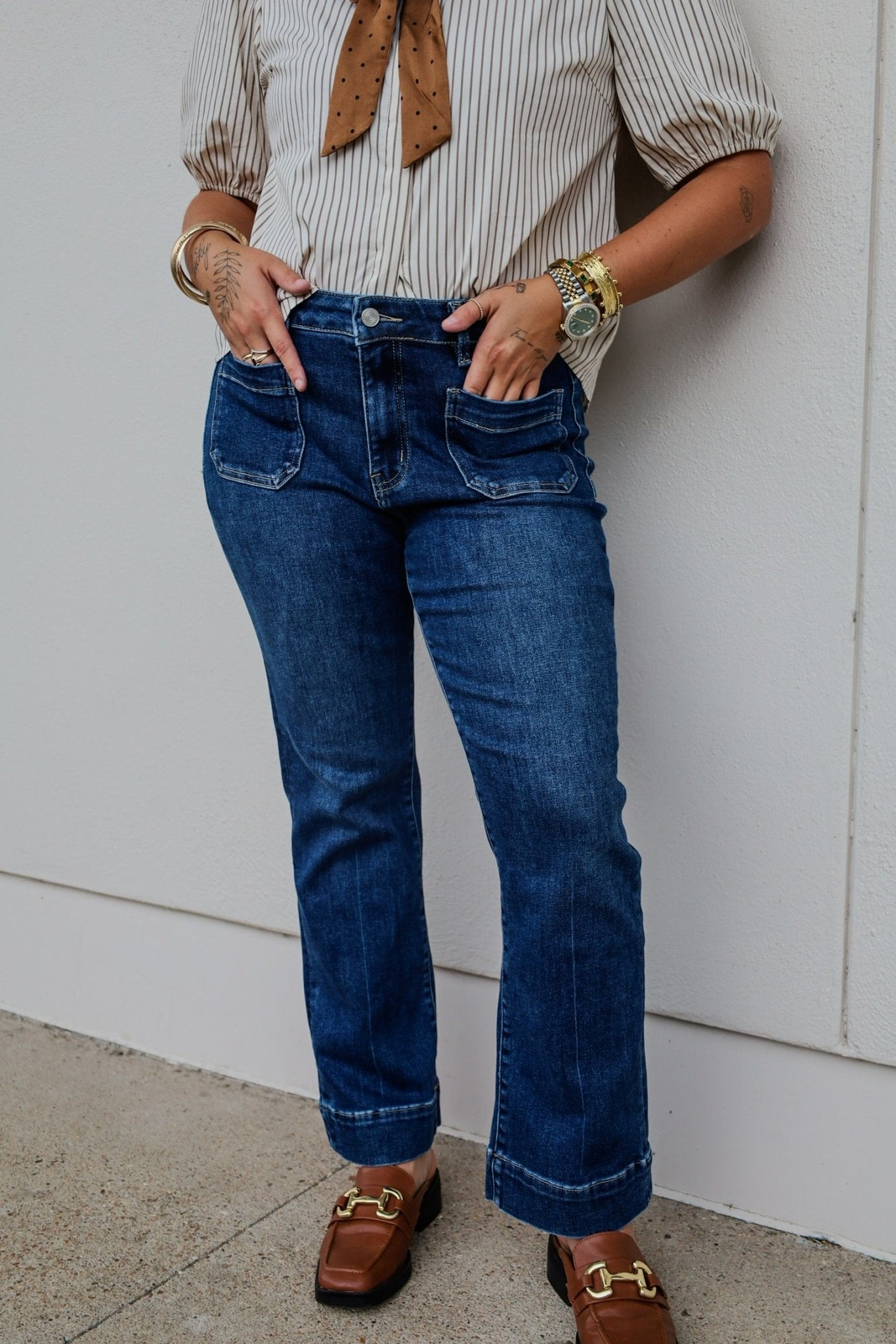 Autumn Edit Ankle Flare Jeans - Bottoms- Pants - Vervet - Flying Monkey