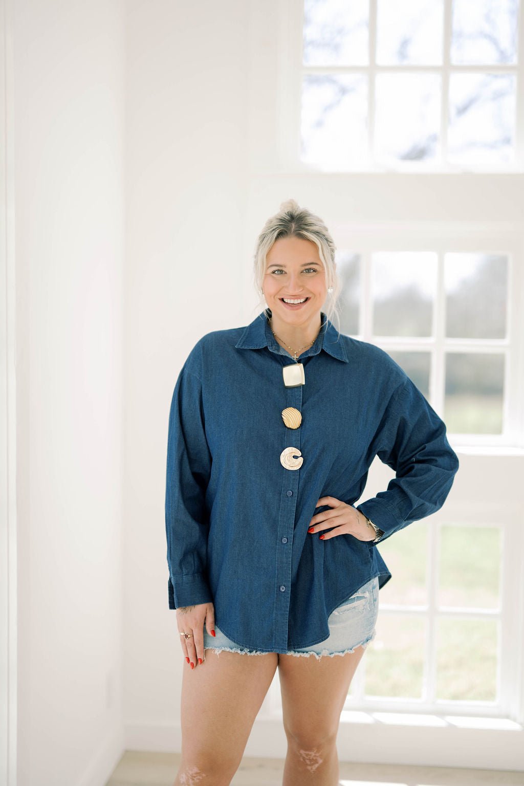 Bay Breeze Denim Top - Tops - Blouses - Q2