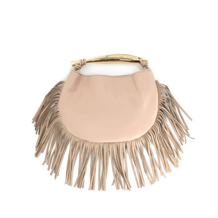 Beige Fringe Tote Handbag - Bags - Totes - BC Bags