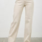 The High Rise Slim Wide Leg Beige Jeans