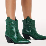 Billini - Ulrina Green Croc Embossed Boots - Billini