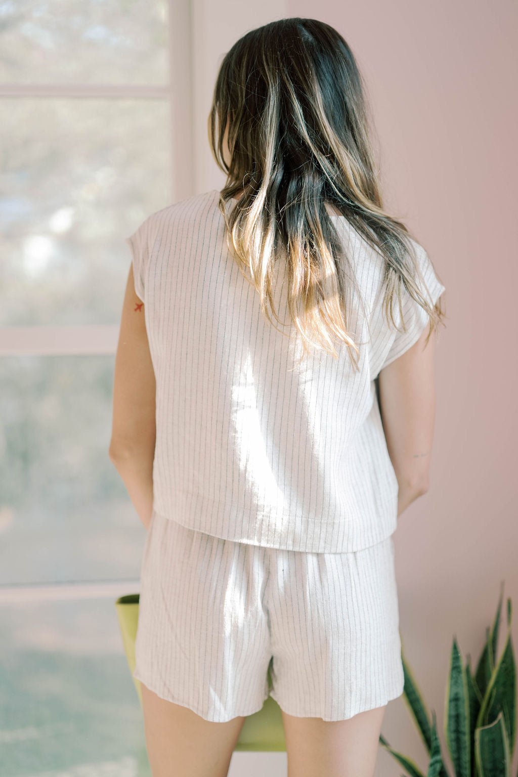 Bonbon Linen Striped Shorts - Bottoms - Shorts - Hunter & Brown