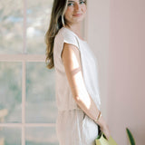 Bonbon Linen Striped Top - Tops - Tees - Hunter & Brown