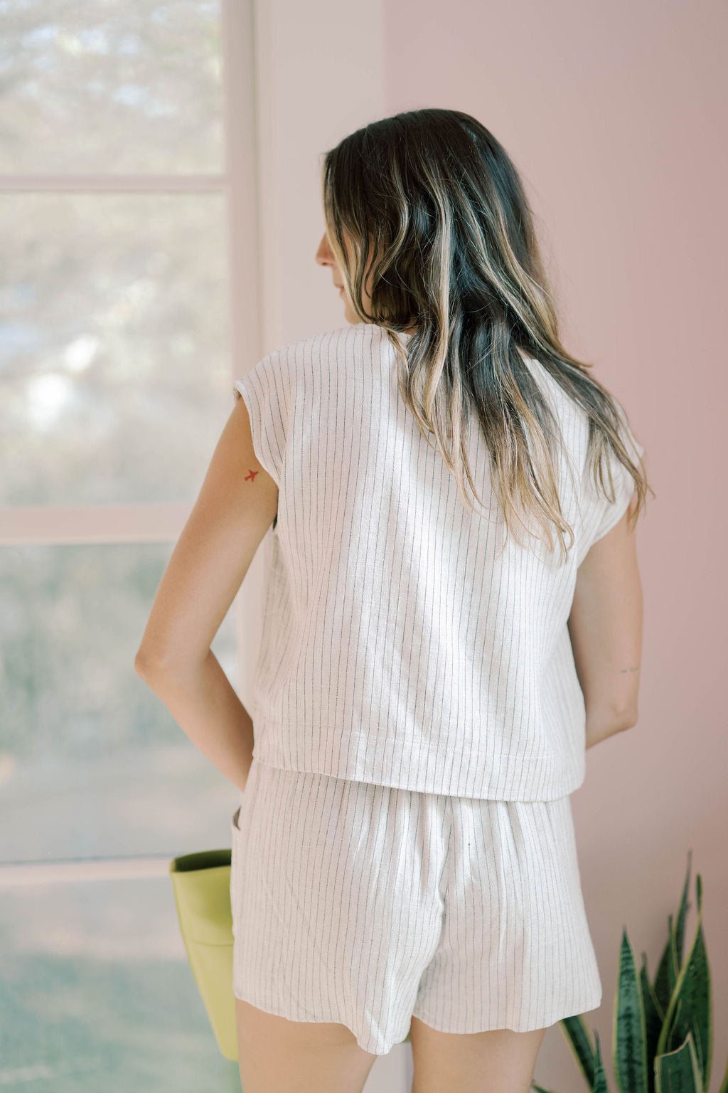 Bonbon Linen Striped Top - Tops - Tees - Hunter & Brown