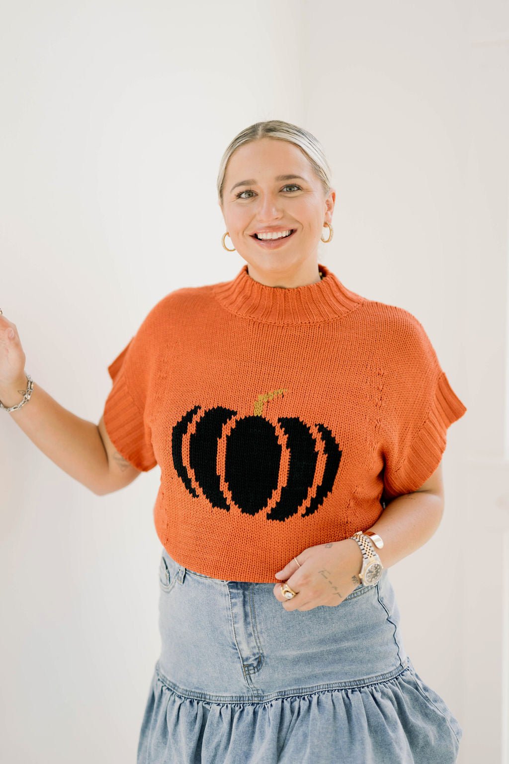 Bootiful Sleeveless Pumpkin Sweater - Tops - Sweaters - And The Why
