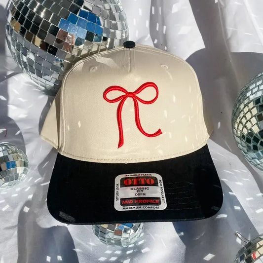 Red Bow Embroidered Canvas Trucker Hat - Accessories - Hats - Coco & Rho