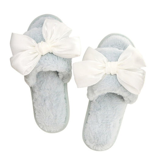 Bow Furry Lounge Slippers - Loungewear - Bella Sleep & Spa