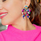 The Most Beautiful Beaded Bow Earrings! Add elegance, and grace to your Holiday outfit with these handcrafted bow earrings made with crystals, beads, and silk thread. They have a perfect size! Exclusively made by our talented artisans.  Width 1.75"  Length 2.5"  