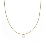Box Chain Gold Pearl Necklace - Jewelry - Necklaces - Brenda Grands Jewelry