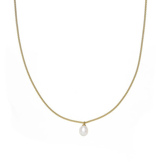 Box Chain Gold Pearl Necklace - Jewelry - Necklaces - Brenda Grands Jewelry