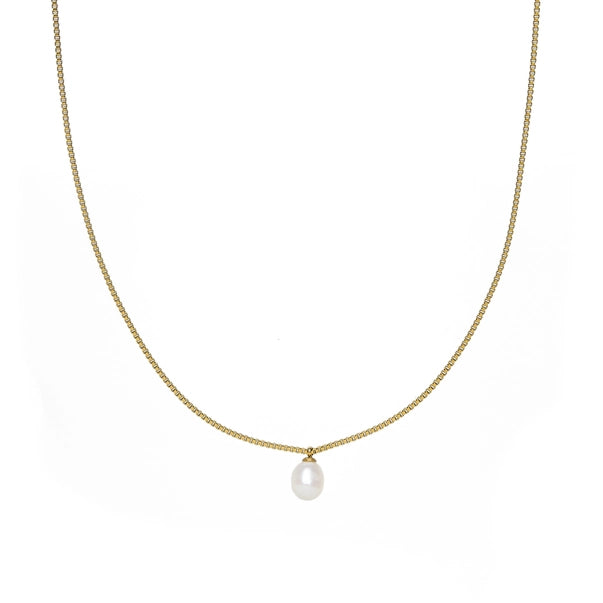 Box Chain Pearl Necklace