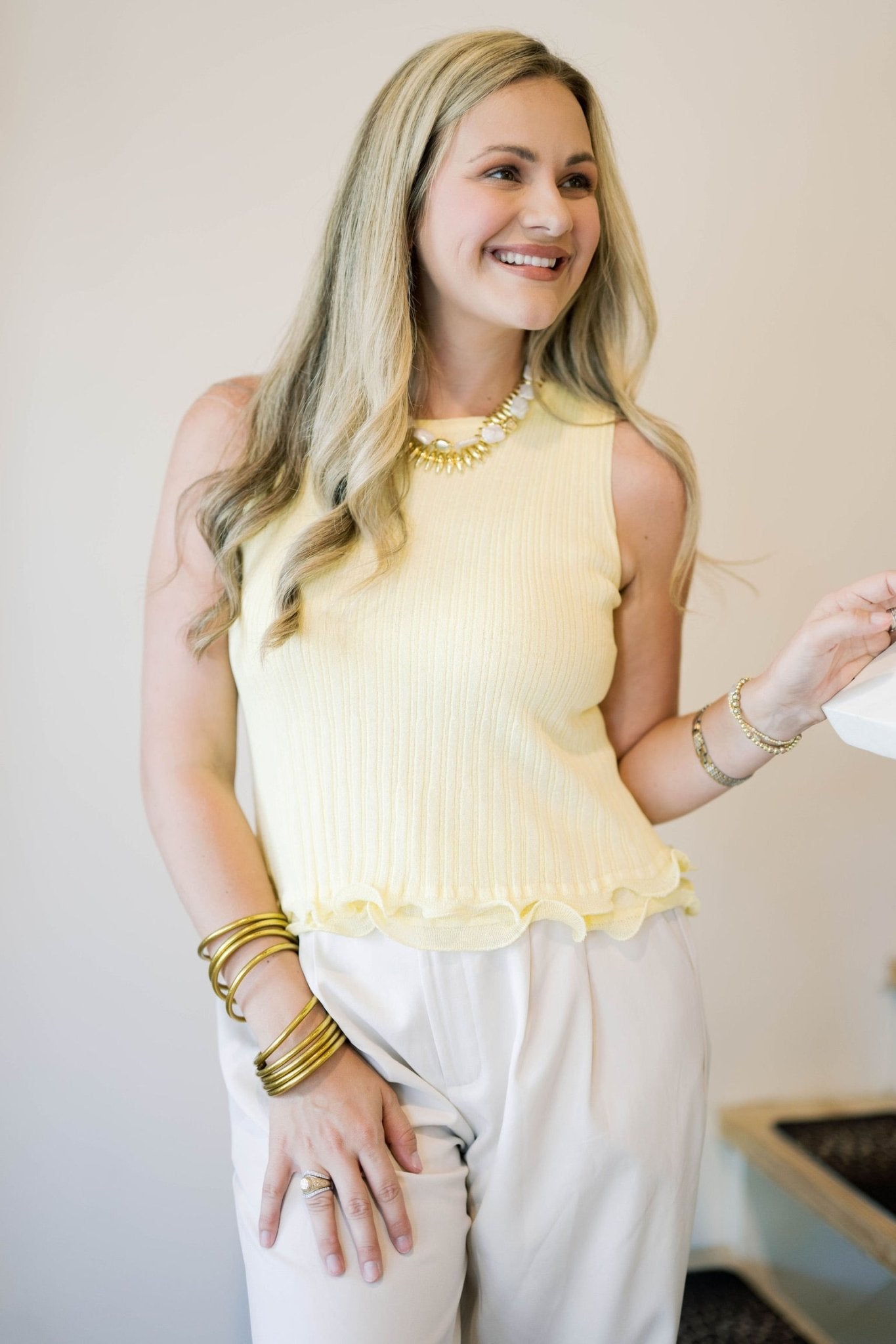 Bright Side Ruffled Tank Top - Tops - Tanks - Needii
