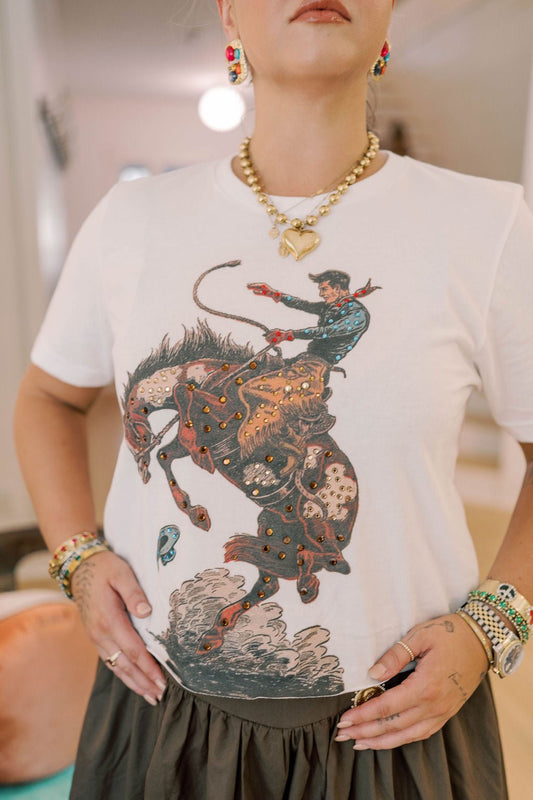 Bronc Rider Cropped Tee - Tops - Tees - Summer Tees