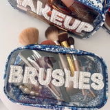 BRUSHES Medium Clear Blue Travel Bag - Accessories - Travel - Kenz Kustomz