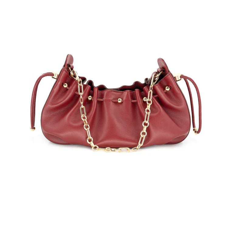 Burgundy Oval Gold Tote Handbag - Bags - Totes - BC Bags