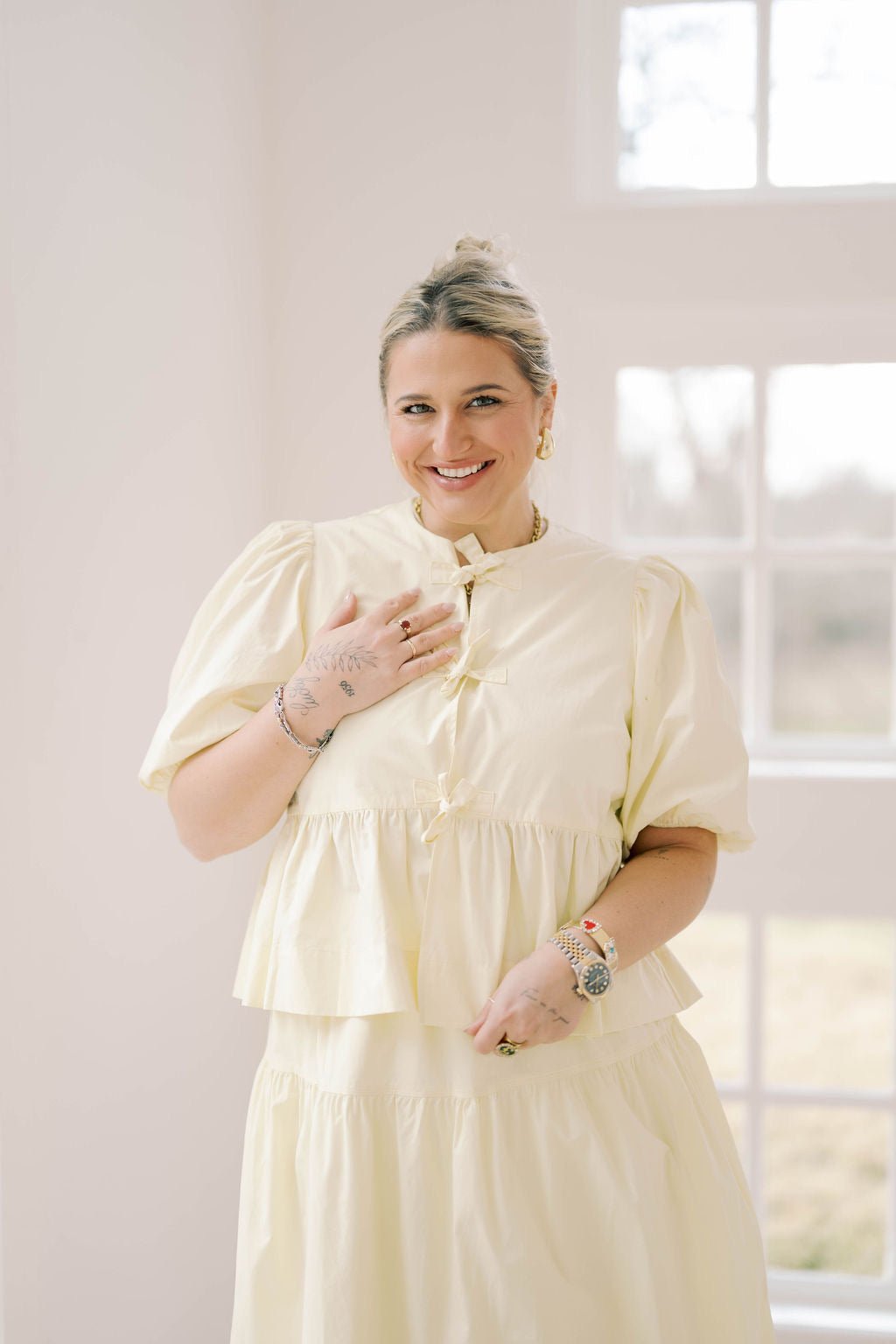 Butter Up Bow Tie Top - Tops - Blouses - Needii