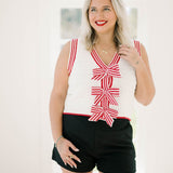 Candy Cane Bow Sweater Vest - Tops - Sweaters - Peach Love CA