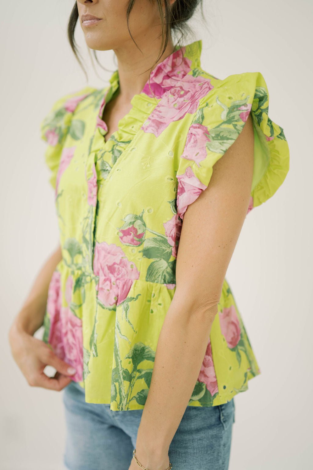 Capri Villa Ruffle Top - Tops - Blouses - Entro