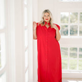 Cardinals Ruffle Collar Shirt Dress - Dresses - Adrienne