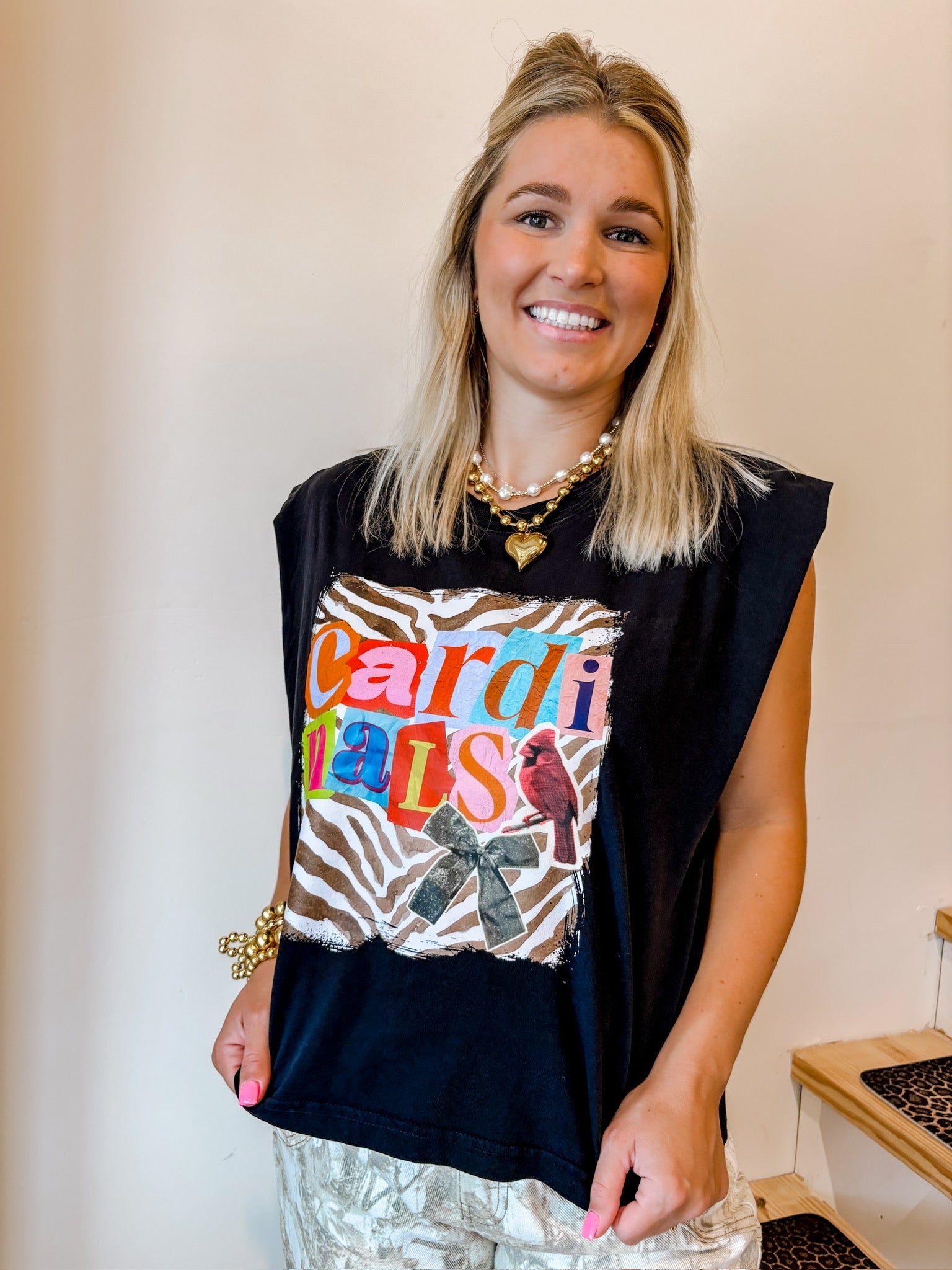 Cardinals Scraps Zebra Muscle Tee - Tops - Tees - Summer Tees