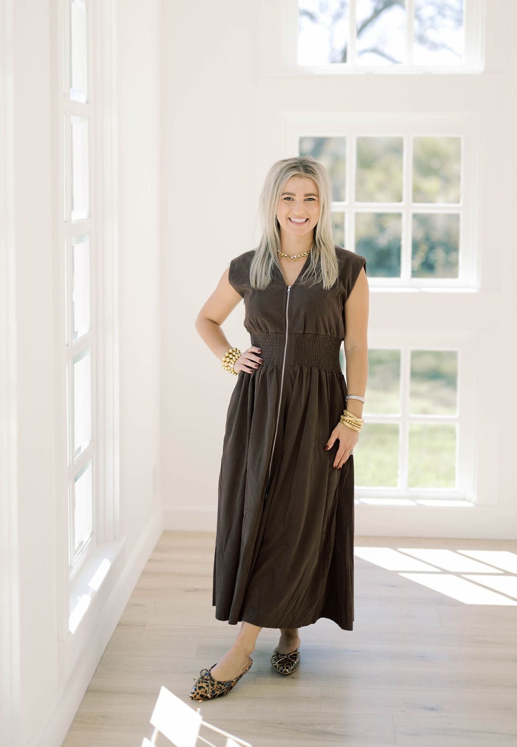 Casual Stroll Corduroy Midi Dress - Dresses - She & Sky