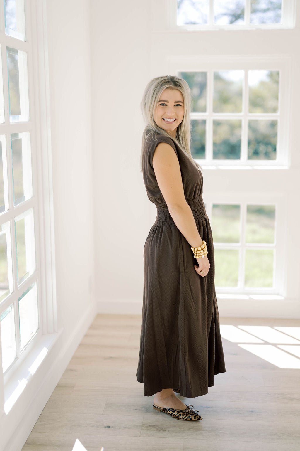 Casual Stroll Corduroy Midi Dress - Dresses - She & Sky