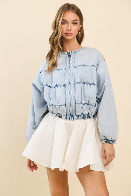Center Stage Denim Oversized Zipper Jacket - Outerwear - Jackets - TCEC