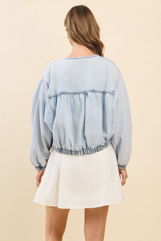 Center Stage Denim Oversized Zipper Jacket - Outerwear - Jackets - TCEC