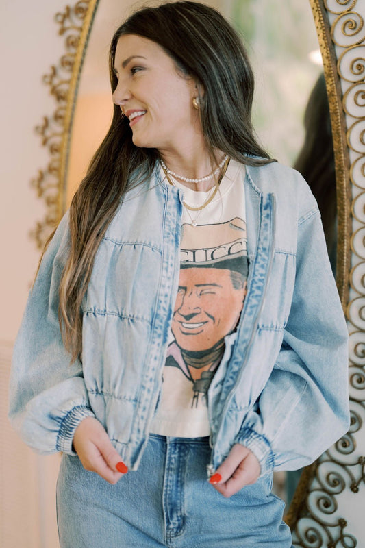 Center Stage Denim Oversized Zipper Jacket - Outerwear - Jackets - TCEC