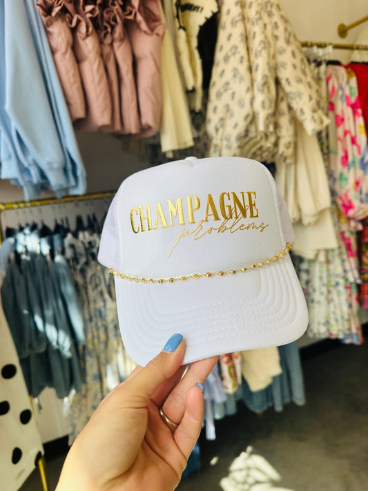 Champagne Problems Gold Chain Trucker Hat - Accessories - Hats - Summer Tees