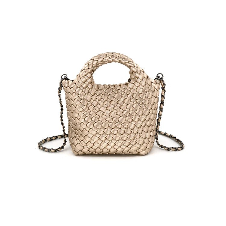 Champagne Woven Mini Clutch Crossbody - Accessories - Purses & Handbags - BC Bags