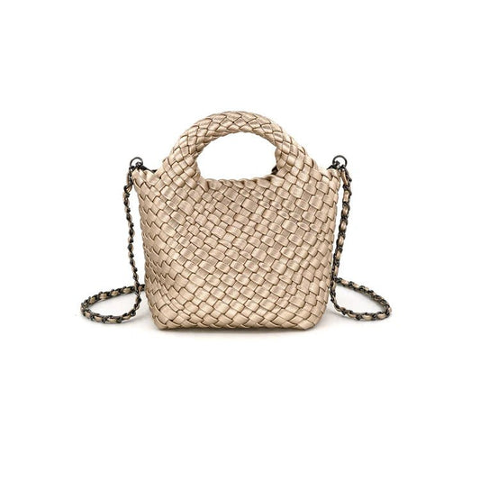 Champagne Woven Mini Clutch Crossbody - Accessories - Purses & Handbags - BC Bags
