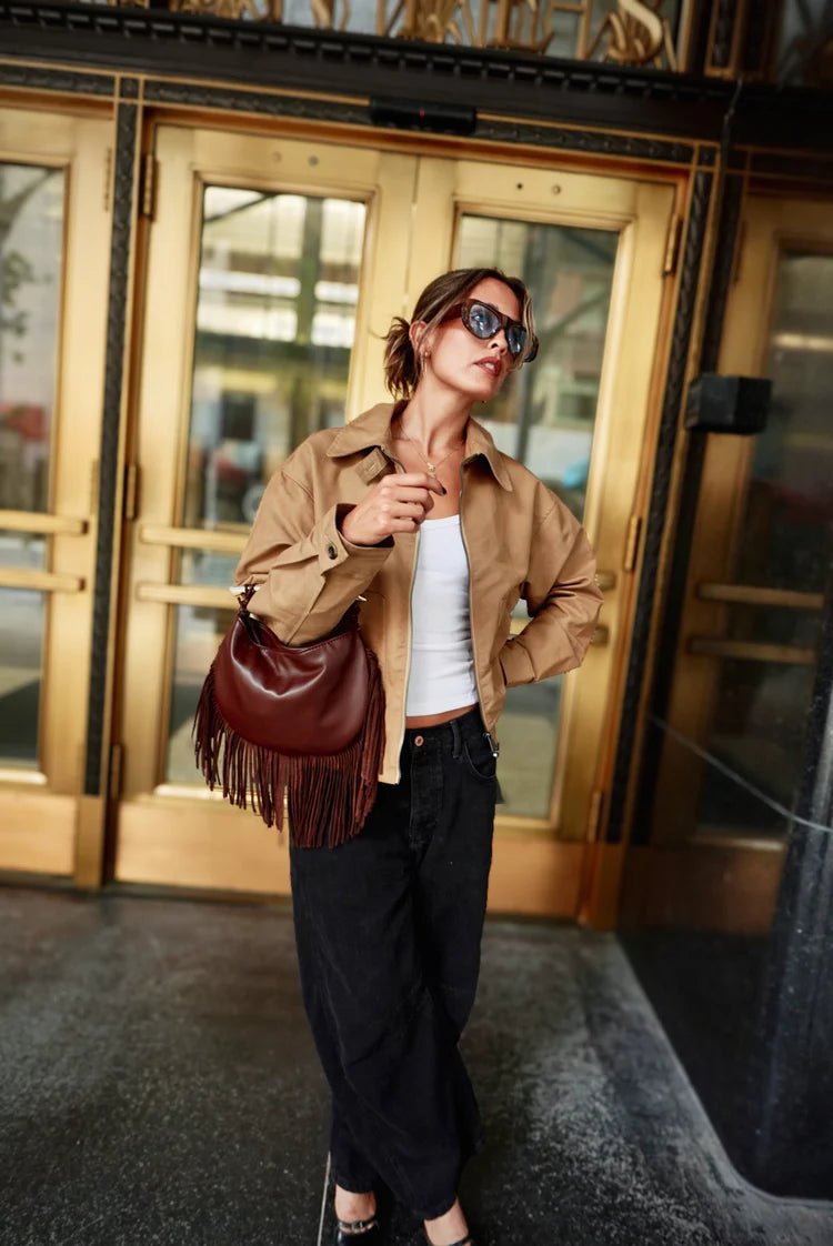 Chocolate Fringe Tote Handbag - Bags - Totes - BC Bags