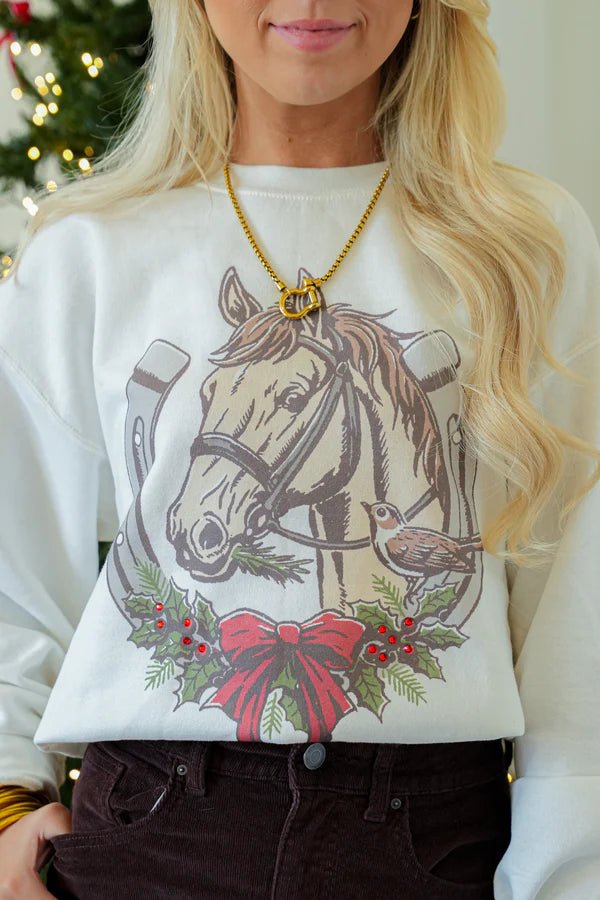 Christmas Horseshoe Sweatshirt - Tops - Sweatshirts - Summer Tees