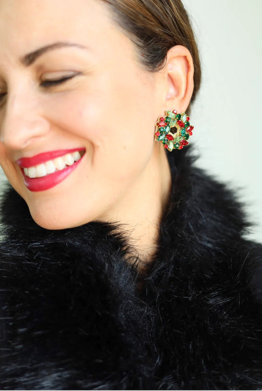 Christmas Spirit Wreath Earrings - Jewelry - Earrings - Gaby & Grace