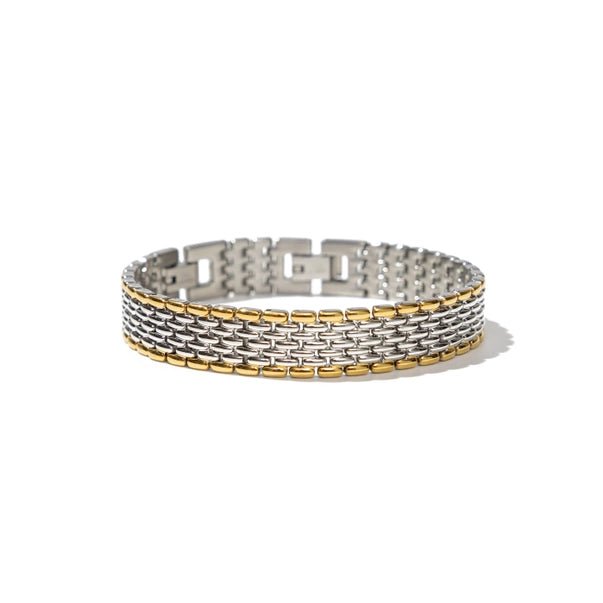 Chunky Two - Tone Watch Band Bracelet - Jewelry - Bracelets - Brenda Grands Jewelry