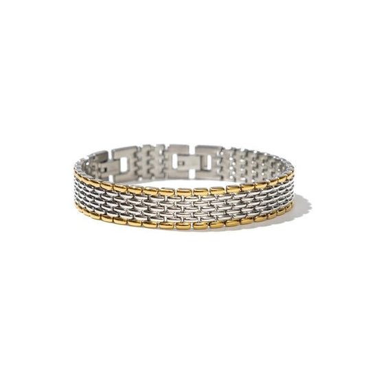 Chunky Two - Tone Watch Band Bracelet - Jewelry - Bracelets - Brenda Grands Jewelry