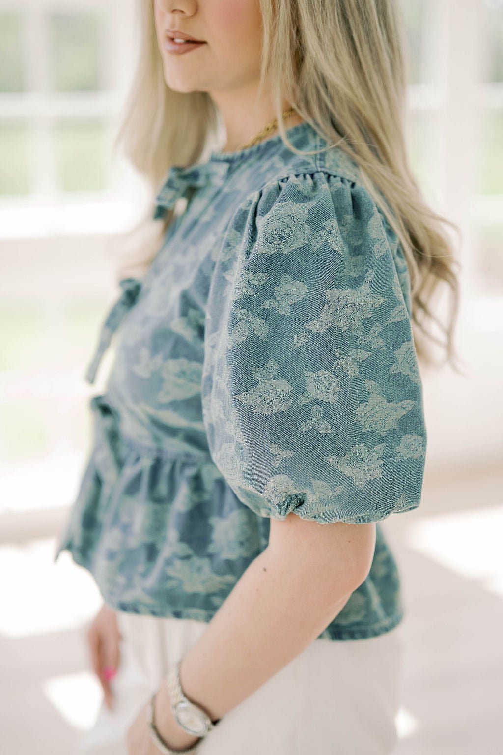 City Romance Denim Top - Tops - Blouses - Blu Pepper