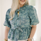 City Romance Denim Top - Tops - Blouses - Blu Pepper