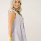 Classic Charm Pearl Denim Romper - Rompers - Peach Love CA