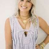 Classic Charm Pearl Denim Romper - Rompers - Peach Love CA