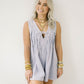 Classic Charm Pearl Denim Romper - Rompers - Peach Love CA