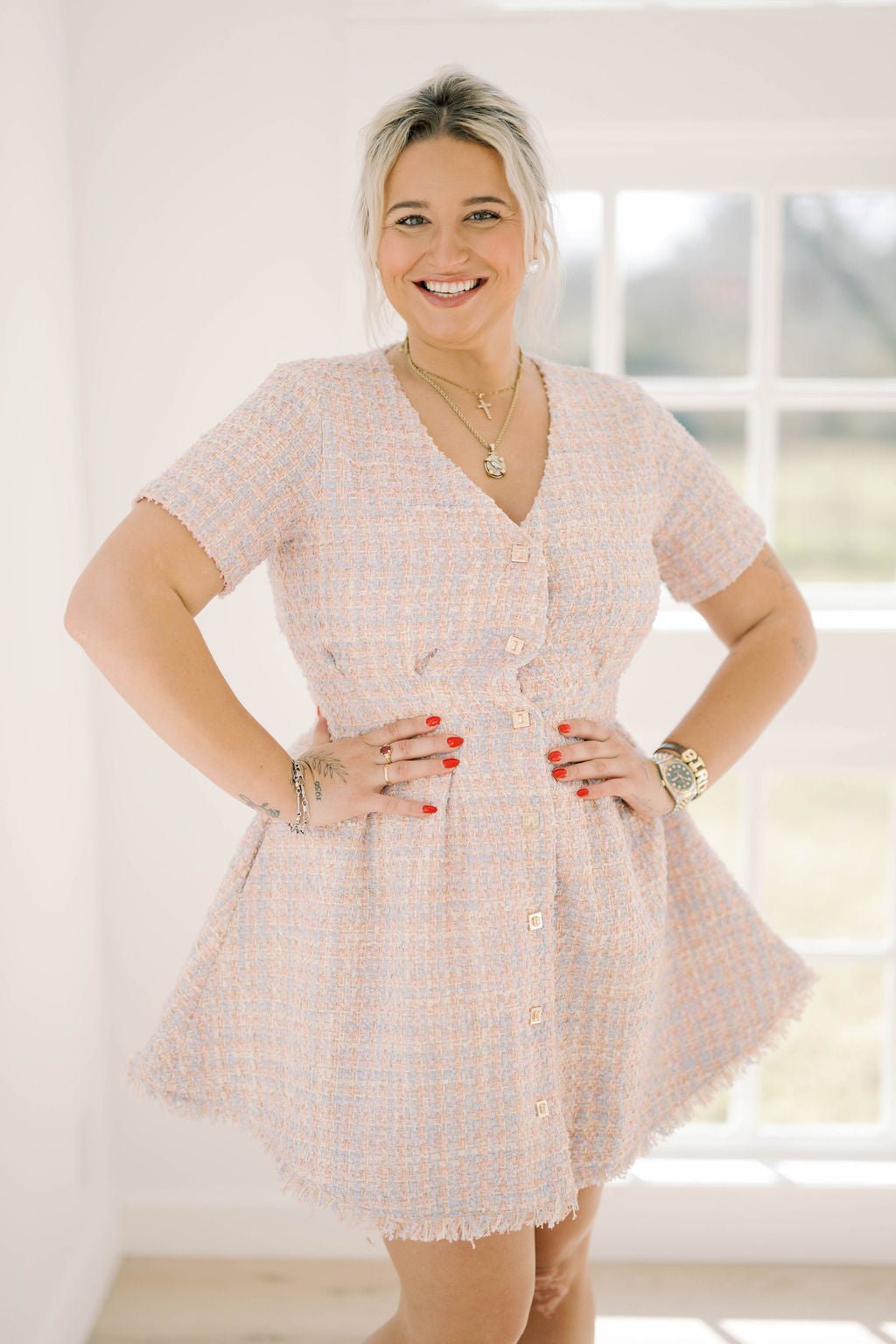 Classic Elegance Tweed Mini Dress - Dresses - Fate