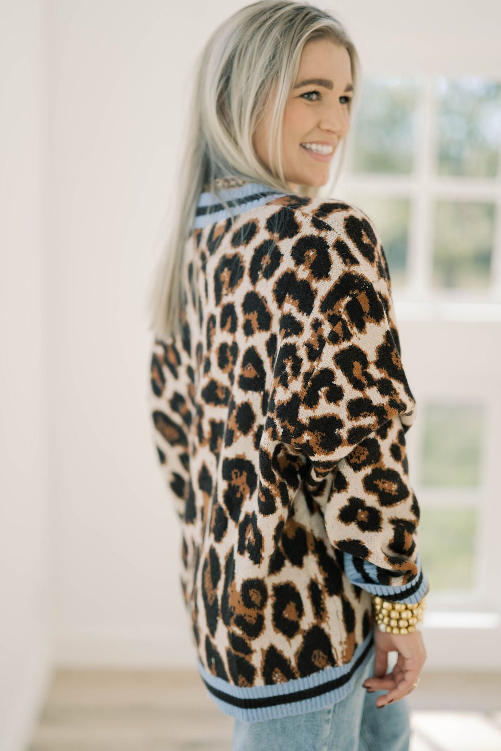 Coffee Shop Leopard Cardigan Sweater - Tops - Sweaters - She & Sky