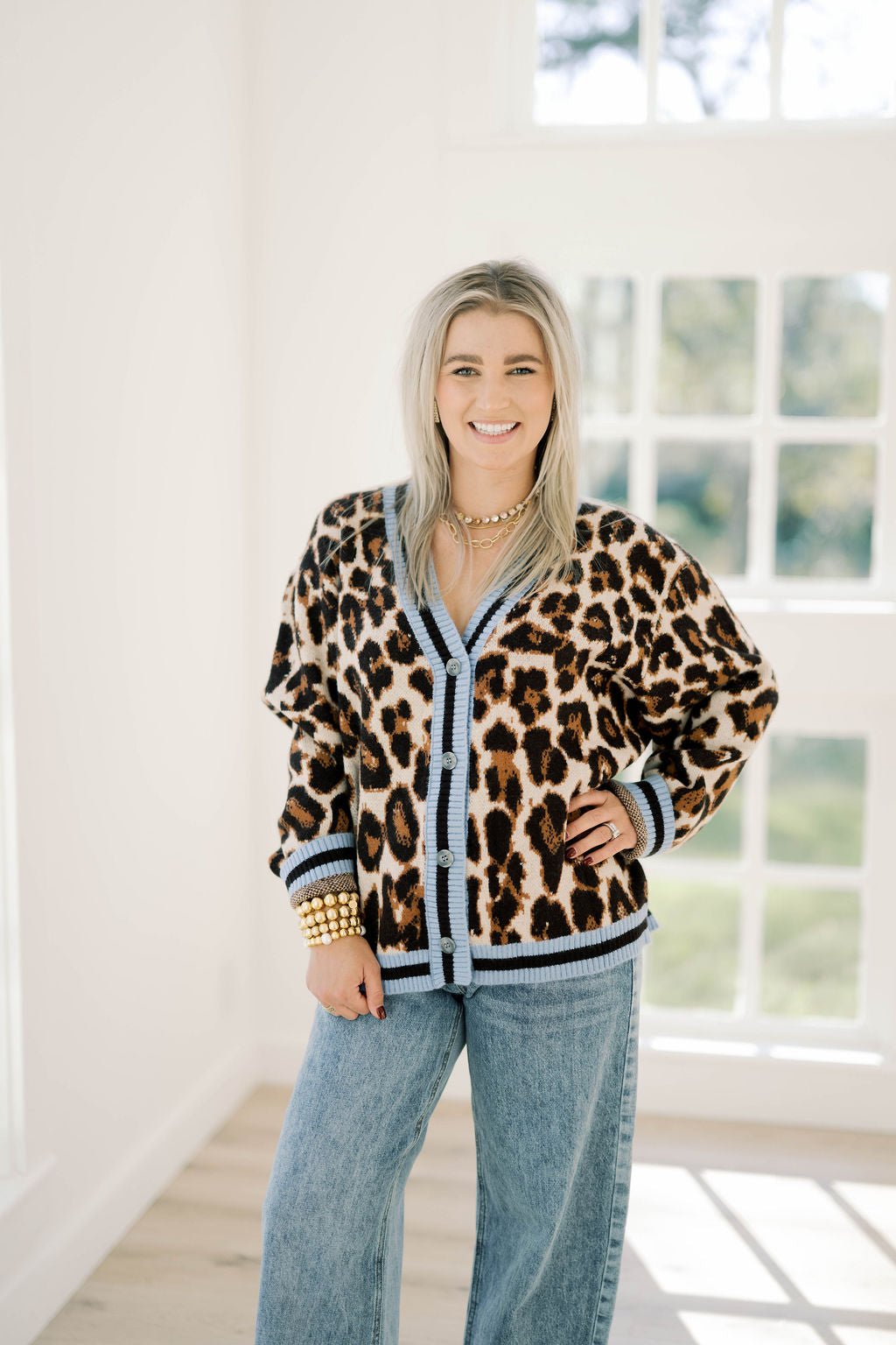 Coffee Shop Leopard Cardigan Sweater - Tops - Sweaters - She & Sky