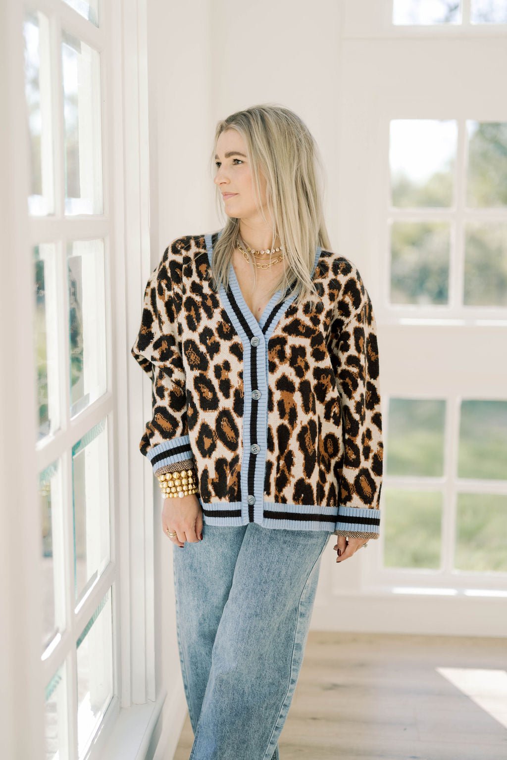 Coffee Shop Leopard Cardigan Sweater - Tops - Sweaters - She & Sky